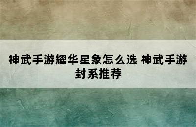 神武手游耀华星象怎么选 神武手游封系推荐